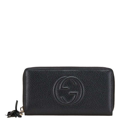 グッチ ソーホー ラウンドファスナー 長財布 598187 ブラック レザー レディース GUCCI 【中古】