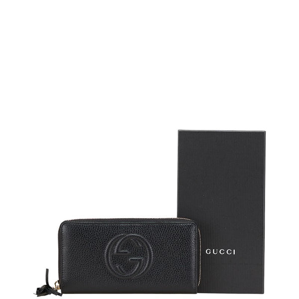 グッチ ソーホー ラウンドファスナー 長財布 598187 ブラック レザー レディース GUCCI 【中古】