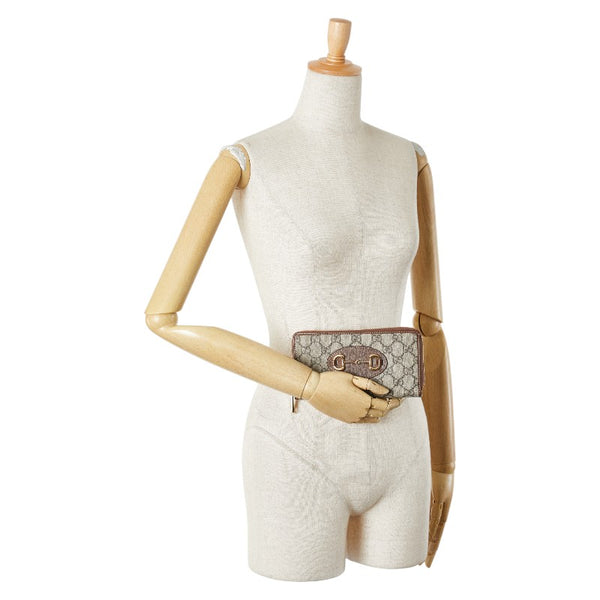 グッチ GGスプリーム ホースビット 1955 ラウンドファスナー 長財布 621889 ベージュ ブラウン PVC レザー レディース GUCCI 【中古】