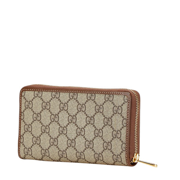 グッチ GGスプリーム ホースビット 1955 ラウンドファスナー 長財布 621889 ベージュ ブラウン PVC レザー レディース GUCCI 【中古】