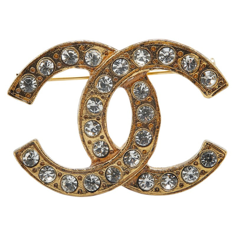 シャネル ココマーク ラインストーン ブローチ ゴールド メッキ レディース CHANEL 【中古】