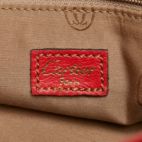 カルティエ マルチェロ パンチングロゴ ハンドバッグ トートバッグ レッド レザー レディース CARTIER 【中古】