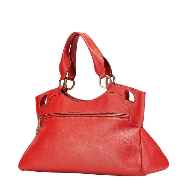 カルティエ マルチェロ パンチングロゴ ハンドバッグ トートバッグ レッド レザー レディース CARTIER 【中古】