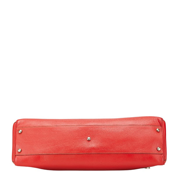 カルティエ マルチェロ パンチングロゴ ハンドバッグ トートバッグ レッド レザー レディース CARTIER 【中古】