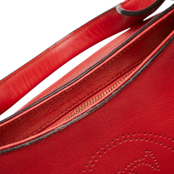 カルティエ マルチェロ パンチングロゴ ハンドバッグ トートバッグ レッド レザー レディース CARTIER 【中古】