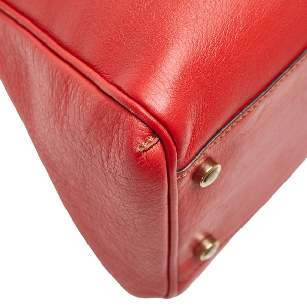 カルティエ マルチェロ パンチングロゴ ハンドバッグ トートバッグ レッド レザー レディース CARTIER 【中古】