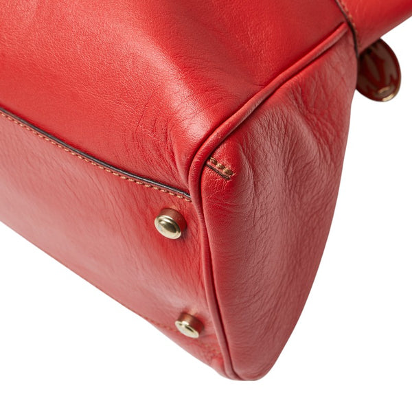 カルティエ マルチェロ パンチングロゴ ハンドバッグ トートバッグ レッド レザー レディース CARTIER 【中古】