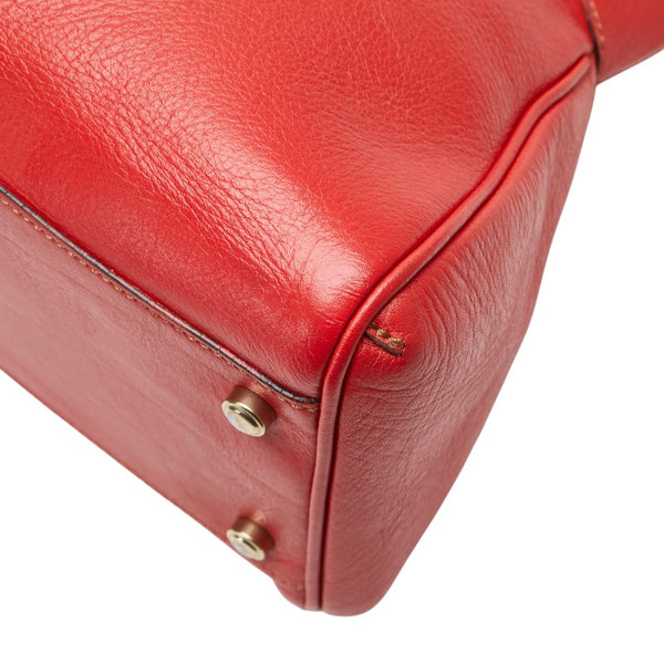 カルティエ マルチェロ パンチングロゴ ハンドバッグ トートバッグ レッド レザー レディース CARTIER 【中古】