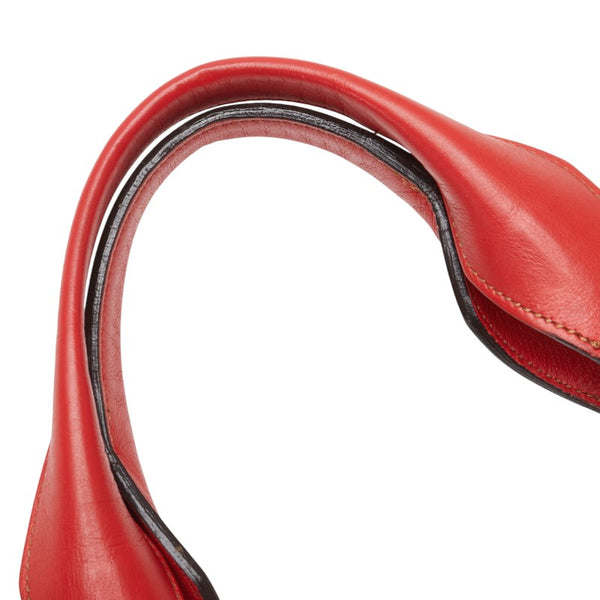 カルティエ マルチェロ パンチングロゴ ハンドバッグ トートバッグ レッド レザー レディース CARTIER 【中古】