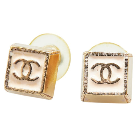 シャネル ココマーク スクエア ピアス ゴールド ピンク メッキ レディース CHANEL 【中古】