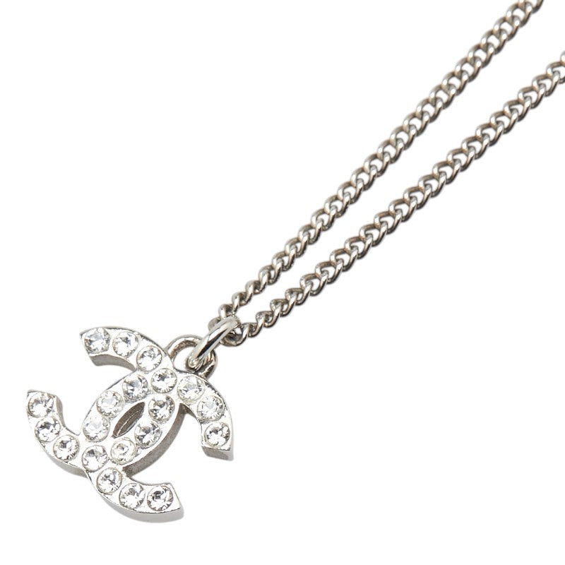 シャネル ココマーク ラインストーン ネックレス シルバー メタル レディース CHANEL 【中古】