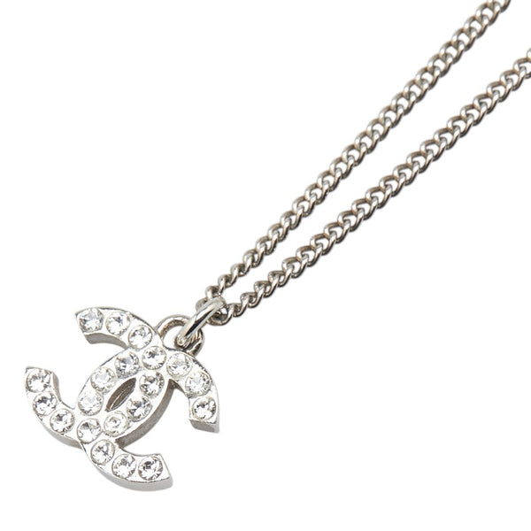 シャネル ココマーク ラインストーン ネックレス シルバー メタル レディース CHANEL 【中古】