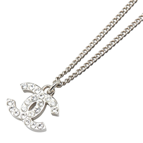 シャネル ココマーク ラインストーン ネックレス シルバー メタル レディース CHANEL 【中古】