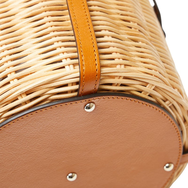 グッチ フラワー 花 かごバッグ ハンドバッグ 524830 ベージュ ブラウン レザー ウィッカー レディース GUCCI 【中古】