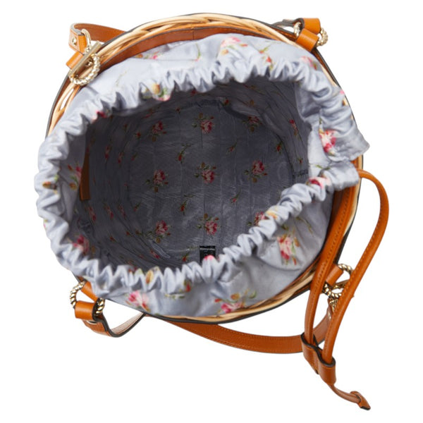 グッチ フラワー 花 かごバッグ ハンドバッグ 524830 ベージュ ブラウン レザー ウィッカー レディース GUCCI 【中古】