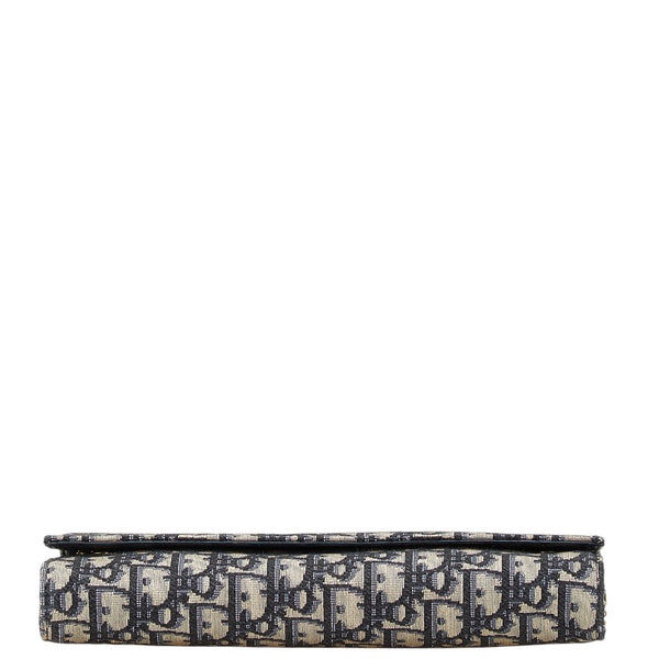 ディオール オブリーク チェーンウォレット ショルダーバッグ ベージュ ネイビー キャンバス レザー レディース Dior 【中古】