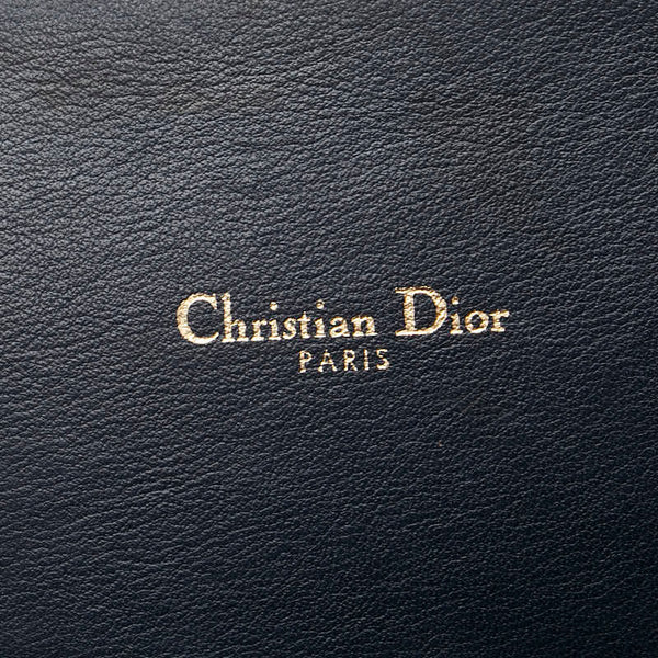 ディオール オブリーク チェーンウォレット ショルダーバッグ ベージュ ネイビー キャンバス レザー レディース Dior 【中古】