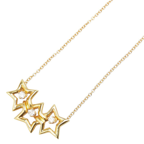 ティファニー トリプルスター 3Pダイヤ ネックレス K18YG イエローゴールド レディース TIFFANY&Co. 【中古】