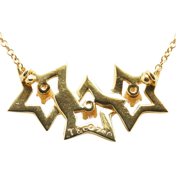 ティファニー トリプルスター 3Pダイヤ ネックレス K18YG イエローゴールド レディース TIFFANY&Co. 【中古】