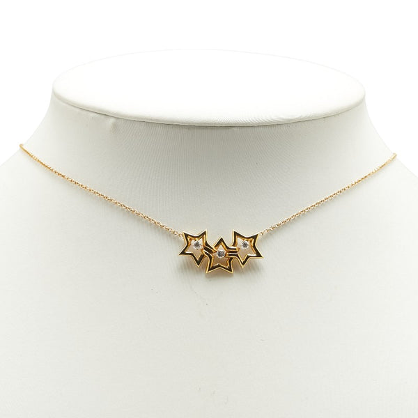 ティファニー トリプルスター 3Pダイヤ ネックレス K18YG イエローゴールド レディース TIFFANY&Co. 【中古】