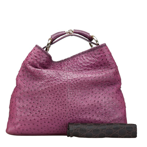 グッチ ホースビット ワンショルダーバッグ 114900 パープル オーストリッチ レディース GUCCI 【中古】