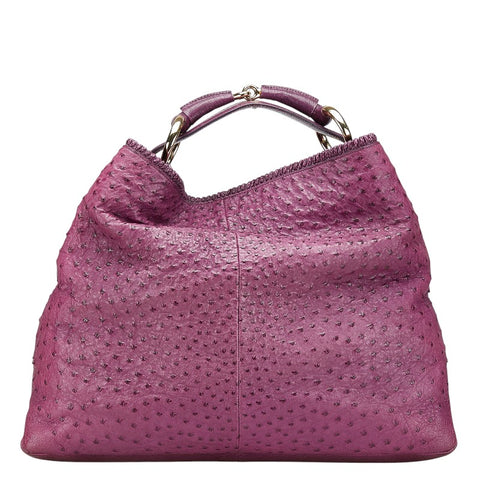 グッチ ホースビット ワンショルダーバッグ 114900 パープル オーストリッチ レディース GUCCI 【中古】