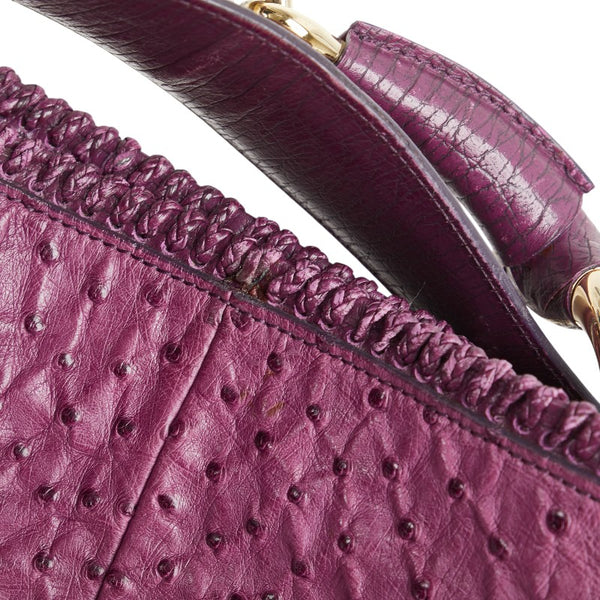 グッチ ホースビット ワンショルダーバッグ 114900 パープル オーストリッチ レディース GUCCI 【中古】