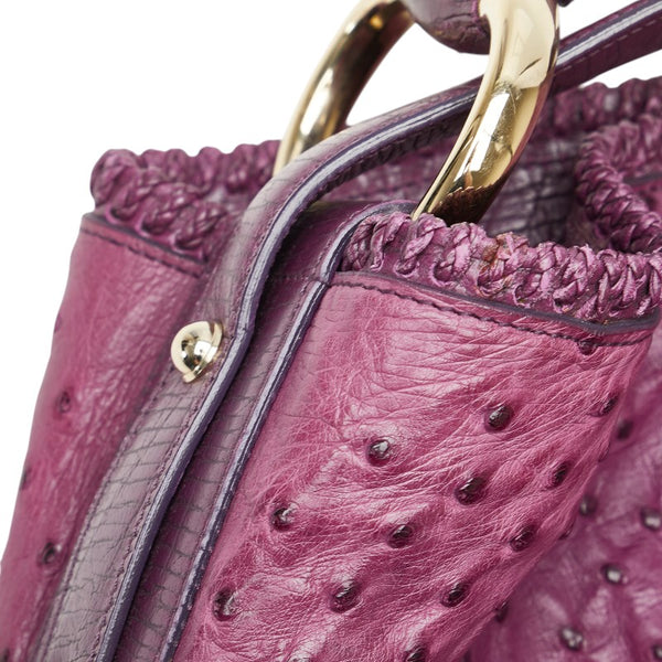 グッチ ホースビット ワンショルダーバッグ 114900 パープル オーストリッチ レディース GUCCI 【中古】