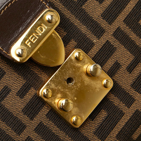 フェンディ ズッカ ハンドバッグ バニティバッグ ショルダーバッグ 2WAY ブラウン キャンバス レザー レディース FENDI 【中古】