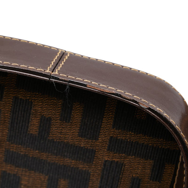 フェンディ ズッカ ハンドバッグ バニティバッグ ショルダーバッグ 2WAY ブラウン キャンバス レザー レディース FENDI 【中古】
