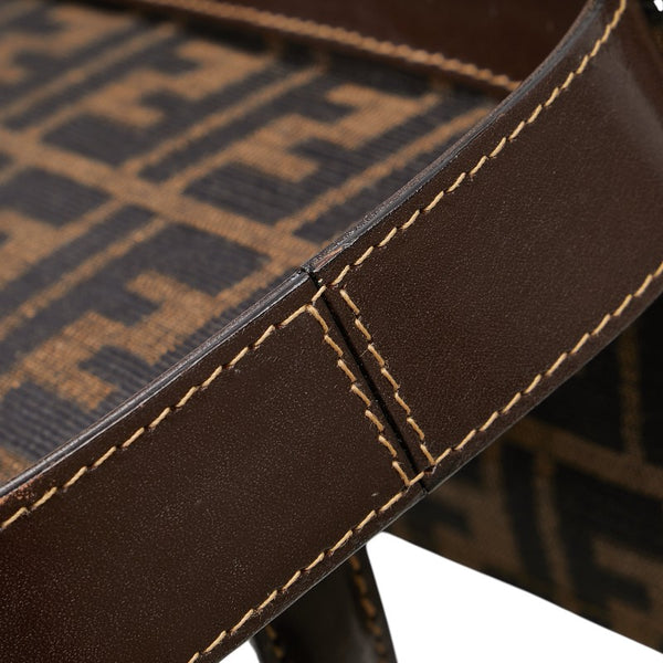 フェンディ ズッカ ハンドバッグ バニティバッグ ショルダーバッグ 2WAY ブラウン キャンバス レザー レディース FENDI 【中古】