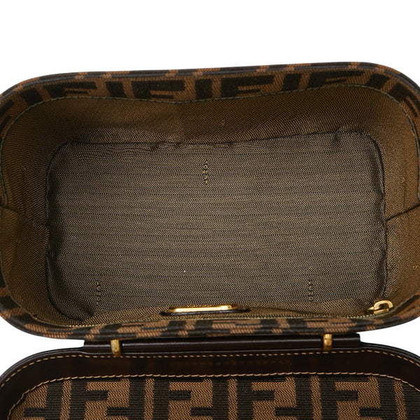 フェンディ ズッカ ハンドバッグ バニティバッグ ショルダーバッグ 2WAY ブラウン キャンバス レザー レディース FENDI 【中古】