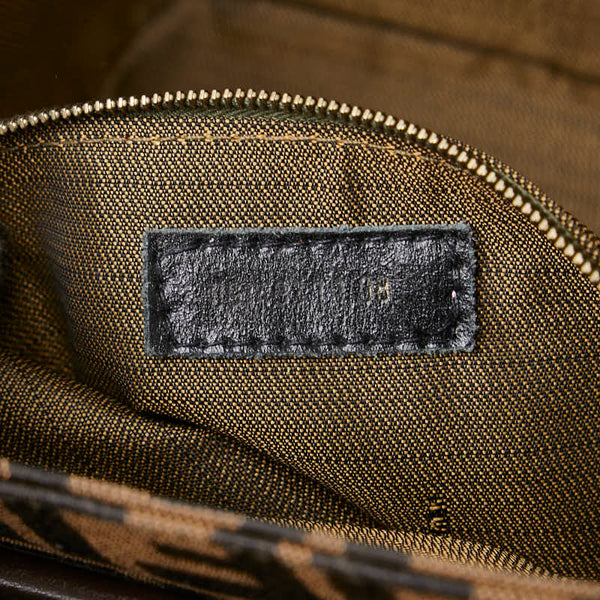 フェンディ ズッカ ハンドバッグ バニティバッグ ショルダーバッグ 2WAY ブラウン キャンバス レザー レディース FENDI 【中古】