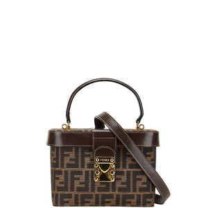 フェンディ ズッカ ハンドバッグ バニティバッグ ショルダーバッグ 2WAY ブラウン キャンバス レザー レディース FENDI 【中古】