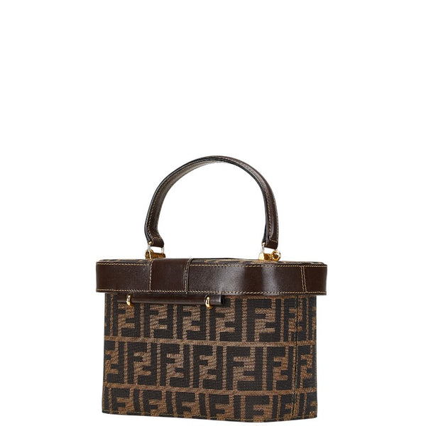 フェンディ ズッカ ハンドバッグ バニティバッグ ショルダーバッグ 2WAY ブラウン キャンバス レザー レディース FENDI 【中古】