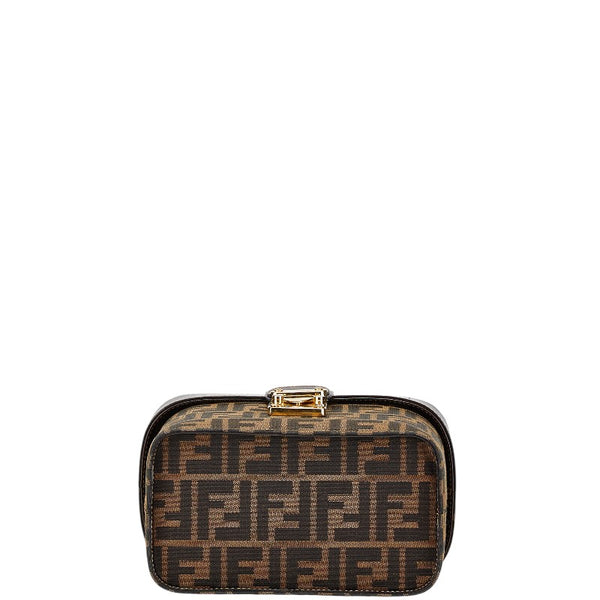 フェンディ ズッカ ハンドバッグ バニティバッグ ショルダーバッグ 2WAY ブラウン キャンバス レザー レディース FENDI 【中古】