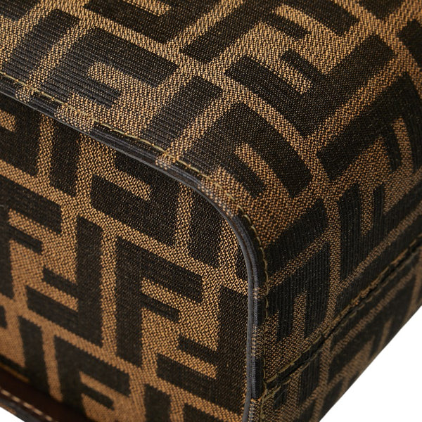 フェンディ ズッカ ハンドバッグ バニティバッグ ショルダーバッグ 2WAY ブラウン キャンバス レザー レディース FENDI 【中古】