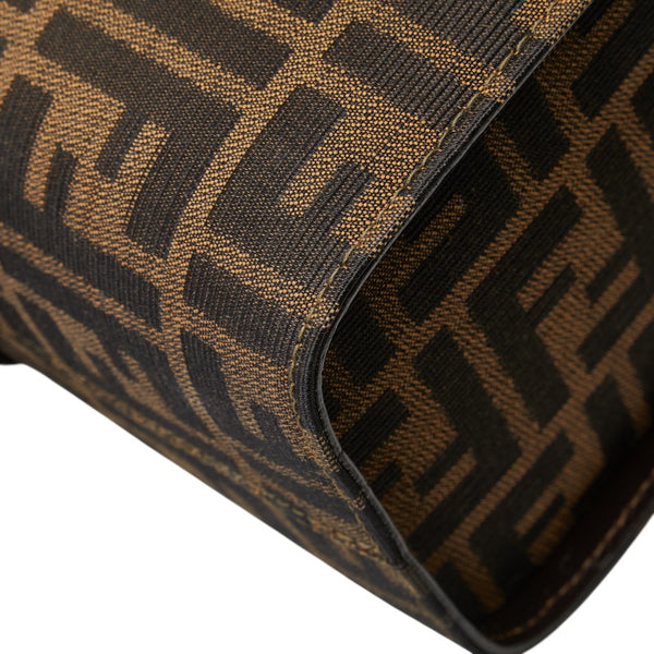 フェンディ ズッカ ハンドバッグ バニティバッグ ショルダーバッグ 2WAY ブラウン キャンバス レザー レディース FENDI 【中古】