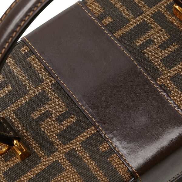 フェンディ ズッカ ハンドバッグ バニティバッグ ショルダーバッグ 2WAY ブラウン キャンバス レザー レディース FENDI 【中古】