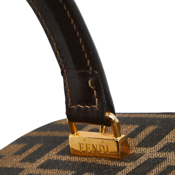 フェンディ ズッカ ハンドバッグ バニティバッグ ショルダーバッグ 2WAY ブラウン キャンバス レザー レディース FENDI 【中古】