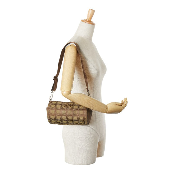 シャネル ニュートラベルライン ワンショルダーバッグ カーキ ブラウン ナイロン キャンバス レディース CHANEL 【中古】