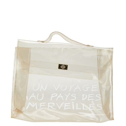 エルメス ビニールケリー 不思議の国 エルメスへの旅展 ハンドバッグ トートバッグ クリア ビニール レディース HERMES 【中古】