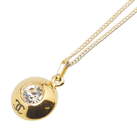 シャネル ココマーク ラウンド ストーン ネックレス ゴールド メッキ レディース CHANEL 【中古】