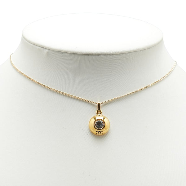 シャネル ココマーク ラウンド ストーン ネックレス ゴールド メッキ レディース CHANEL 【中古】
