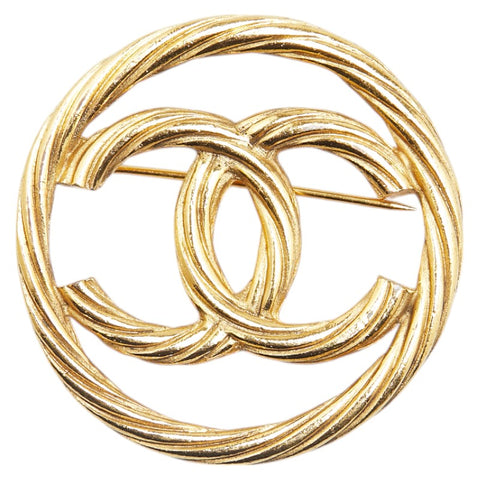 シャネル ココマーク ラウンド ブローチ ゴールド メッキ レディース CHANEL 【中古】