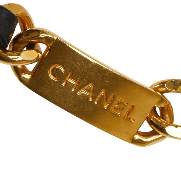 シャネル 31 RUE CAMBON カンボン メダリオン ココマーク チェーン ベルト ゴールド ブラック メッキ レザー レディース CHANEL 【中古】