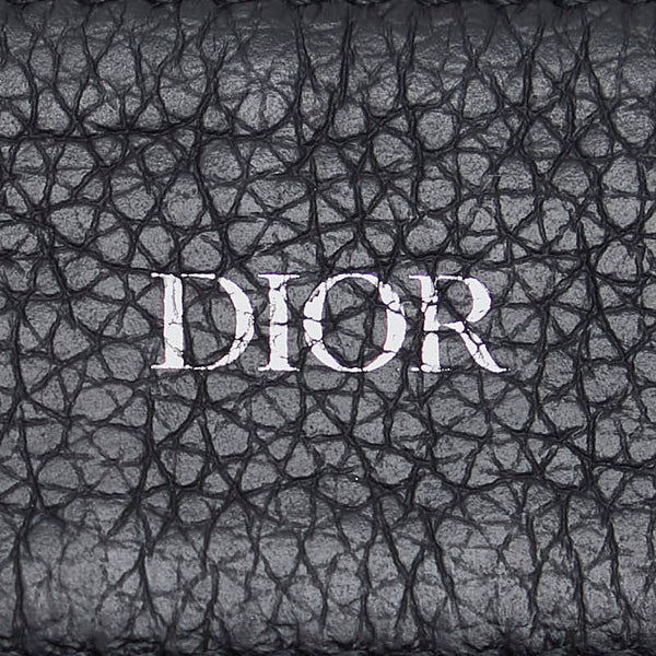 ディオール オブリーク ジャガード ベルト #90 ブラック グレインカーフレザー キャンバス メンズ Dior 【中古】