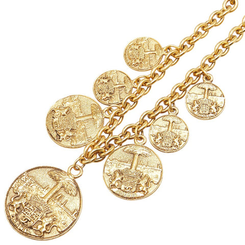 シャネル ココマーク メダリオン ネックレス ゴールド メッキ レディース CHANEL 【中古】