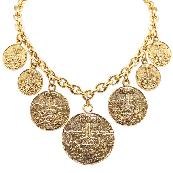 シャネル ココマーク メダリオン ネックレス ゴールド メッキ レディース CHANEL 【中古】