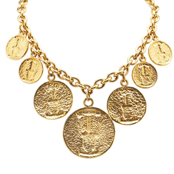 シャネル ココマーク メダリオン ネックレス ゴールド メッキ レディース CHANEL 【中古】